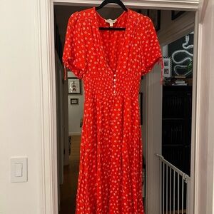 Cleobella Red and White Floral Midi Dress